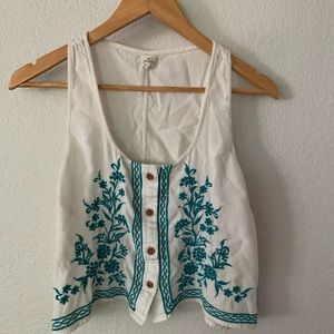 O’Neill Turquoise/White Crop Top
